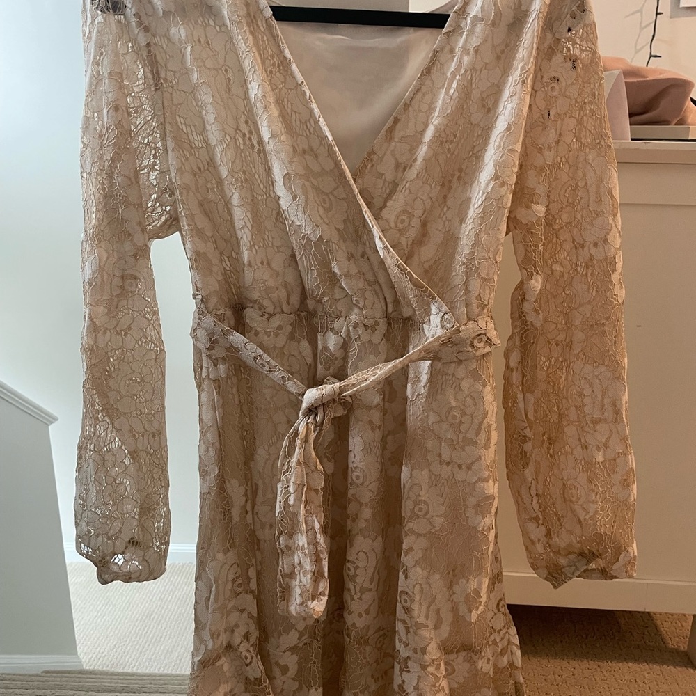 Rose Belted Lace Dress